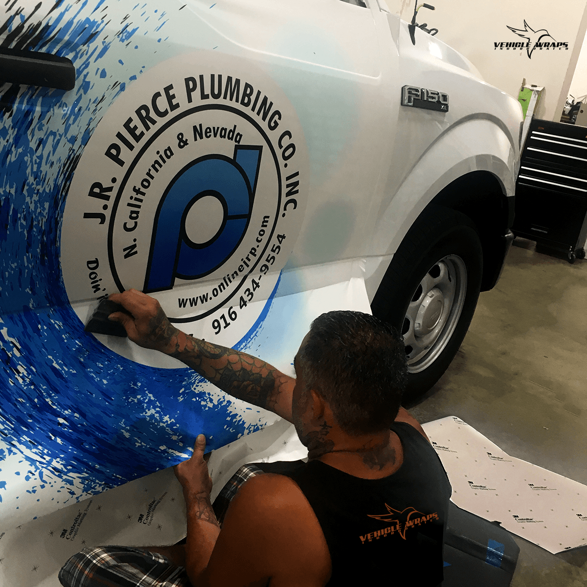 J.R. Pierce truck getting wrapped