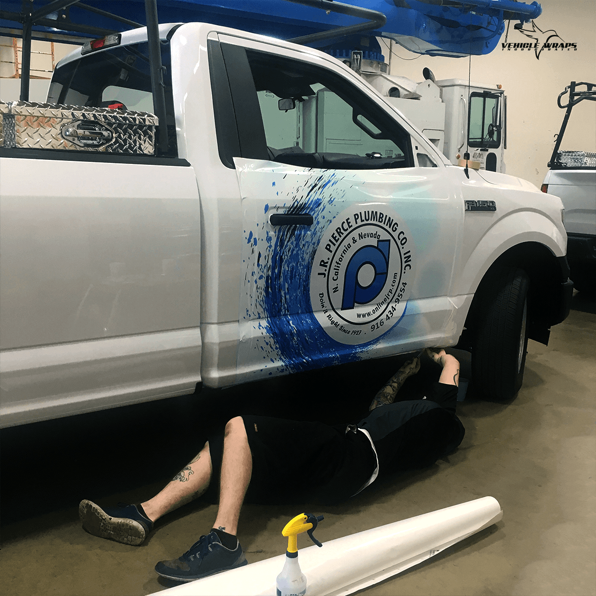 J.R. Pierce truck getting wrapped